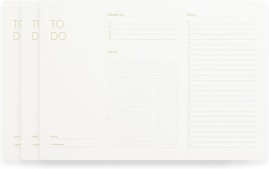 Elegant To Do List Notepad with Mouse Pad Feature, 3 Pack, 11.22" x 7.87", 50 Tear-Off Sheets (50 Each), Gold Foiled, Daily Planning, Eco-friendly To Do List Planner, FSCâ¢ Certified To Do List Notebook for Work
