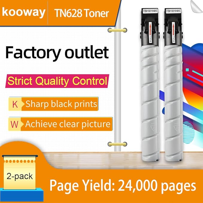 Compatible TN628 (AC79030) Toner Cartridge Replacement for Konica Minolta bizhub 450i 451i 550i 551i 650i Printer ( High Yield 2 Pack, 24000 Pages )