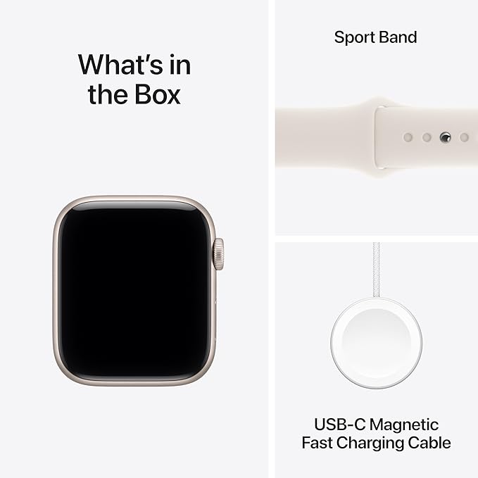 Apple Watch SE 3 [GPS 44mm] Smartwatch with Starlight Aluminium Case with Starlight Sport Band - M/L. Fitness and Sleep Trackers, Heart Rate Monitor with AppleCare+ (2 Years)