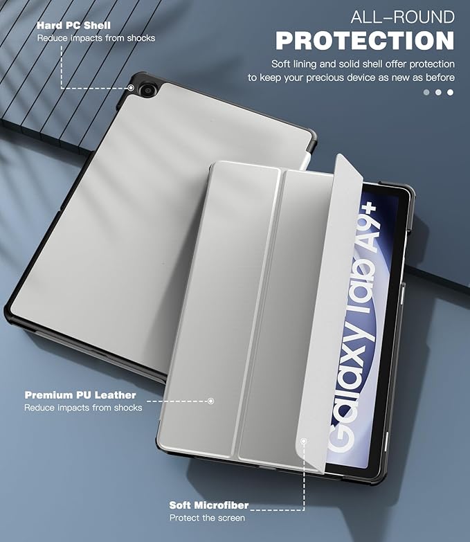 TiMOVO Case for Samsung Galaxy Tab A9+/A9 Plus 11 Inch 2023, Slim Lightweight Stand Hard Back Shell Protective Cover for Galaxy Tab A9+ Tablet SM-X210/X216/X218, Auto Wake/Sleep, Apricot Gray