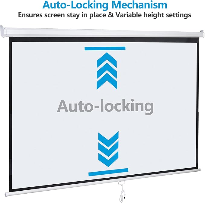 SUPER DEAL 80'' 16:9 HD Projection Screen Foldable Anti-Crease Portable Projector Movie Screen Manual Pull Down for Home Theater Presentation Education Outdoor Indoor Public Display