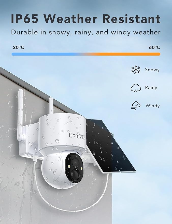 2K Solar Security Cameras Wireless Outdoor, 360°PTZ Battery Powered Cameras for Home Security, 2.4G WiFi Outdoor Camera with Color Night Vision, IP66 Waterproof, Motion Sensor Alarm, White-4P