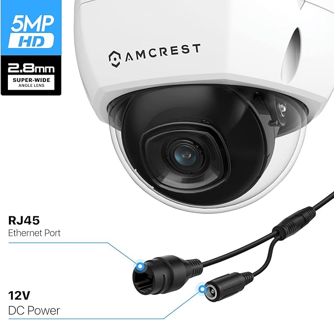 Amcrest 4K 8CH Security Camera System w/ 4K (8MP) NVR, (4) x 8-Megapixel IP67 Weatherproof Metal Dome POE IP Cameras (3840x2160),Pre-Installed 2TB Hard Drive, NV4108E-HS-IP8M-2493EW4-2TB (White)