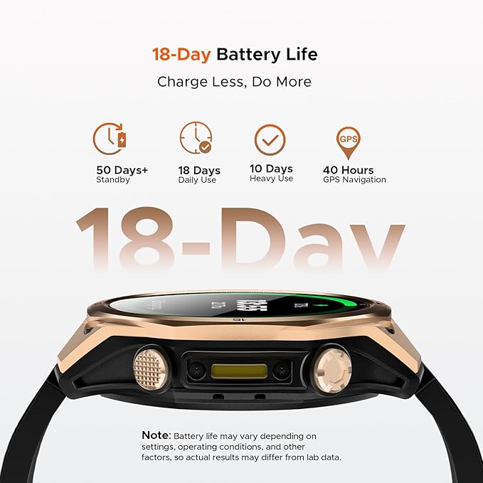 DOOGEE Anywise W1 Mens Smart Watch, 5ATM Dual-Band GPS Fitness Tracker, 1.43'' Smart Watches for Android and iPhone, 170+ Sports Modes, Answer/Make Calls/18 Days Battery/Led Flashlight/Compass/2 Strap