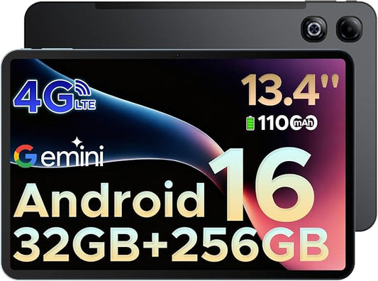 DOOGEE Tab G6 MAX Android 16 Tablet, 13.4 inch Tablet 90Hz 7.7 mm Ultra-Thin Gaming Tablets with Gemini AI, 32GB+256GB/2TB TF, 11000mAh+18W, UNISOC T7280 Octa-Core, 13MP+8MP, Dual Speakers/Face ID