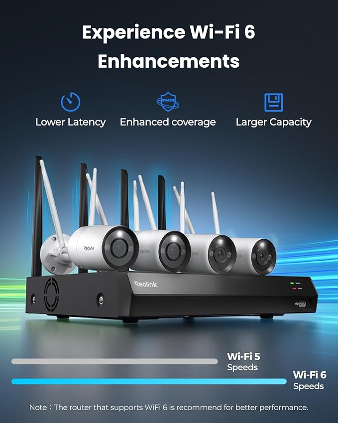 REOLINK 4K Security Camera System, 4pcs Outdoor 4K/8MP Plug-in WiFi 6 Cameras, Full Metal Material, Color Night Vision, Person/Vehicle/Animal Detection, 16CH WiFi NVR with 2TB HDD, RLK12-800WB4