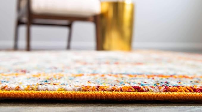 Unique Loom Rosso Collection Vintage, Traditional, Bohemian, Geometric, Distressed, Southwestern Area Rug, 8' 0" x 10' 0", Beige/Orange