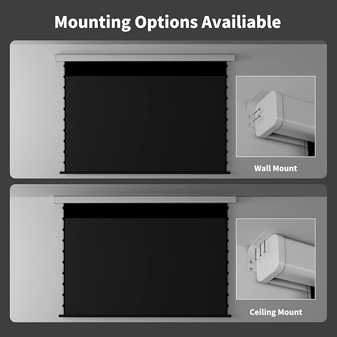 QuadraArc Motorized ALR Projector Screen, Black Crystal 4K Electric Drop Down Screen, Wall & Ceiling Mount, Compatible with 1800 ANSI Lumens ST/LT Projectors 92"