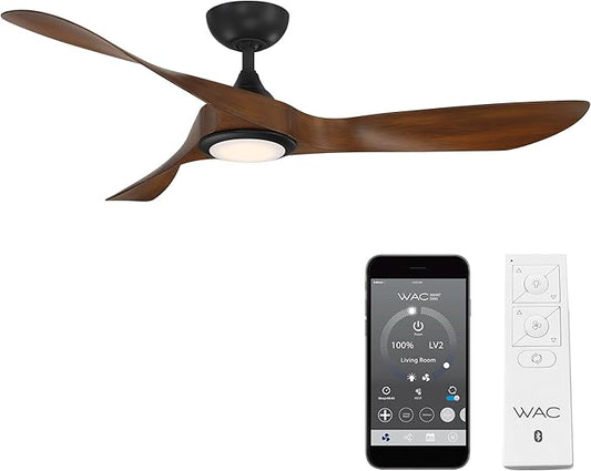 WAC Lighting Swirl 3-Blade Aluminum Smart Ceiling Fan in Matte Black/Brown