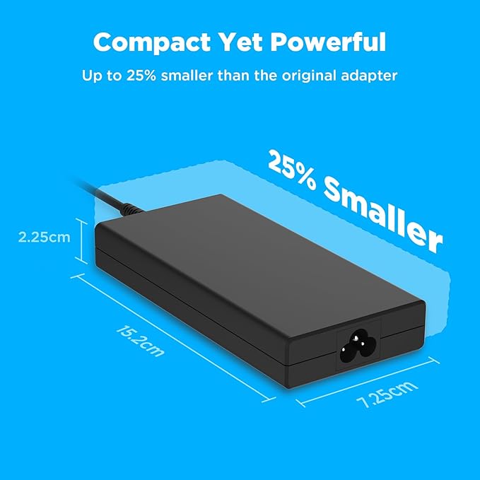 Innergie T18 (180G) 180W 150W Universal Gaming Laptop Charger Power Adapter for Acer ASUS ROG HP Lenovo MSI 100-240V AC Input 19.5V 9.23A DC Output Power Supply Made by Delta Electronics