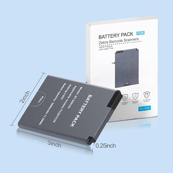 E EGOWAY 3000mAh Scanner Battery Pack (BT-000334/BT-000334-01) - Compatible with Zebra TC20 and TC25 Scanner