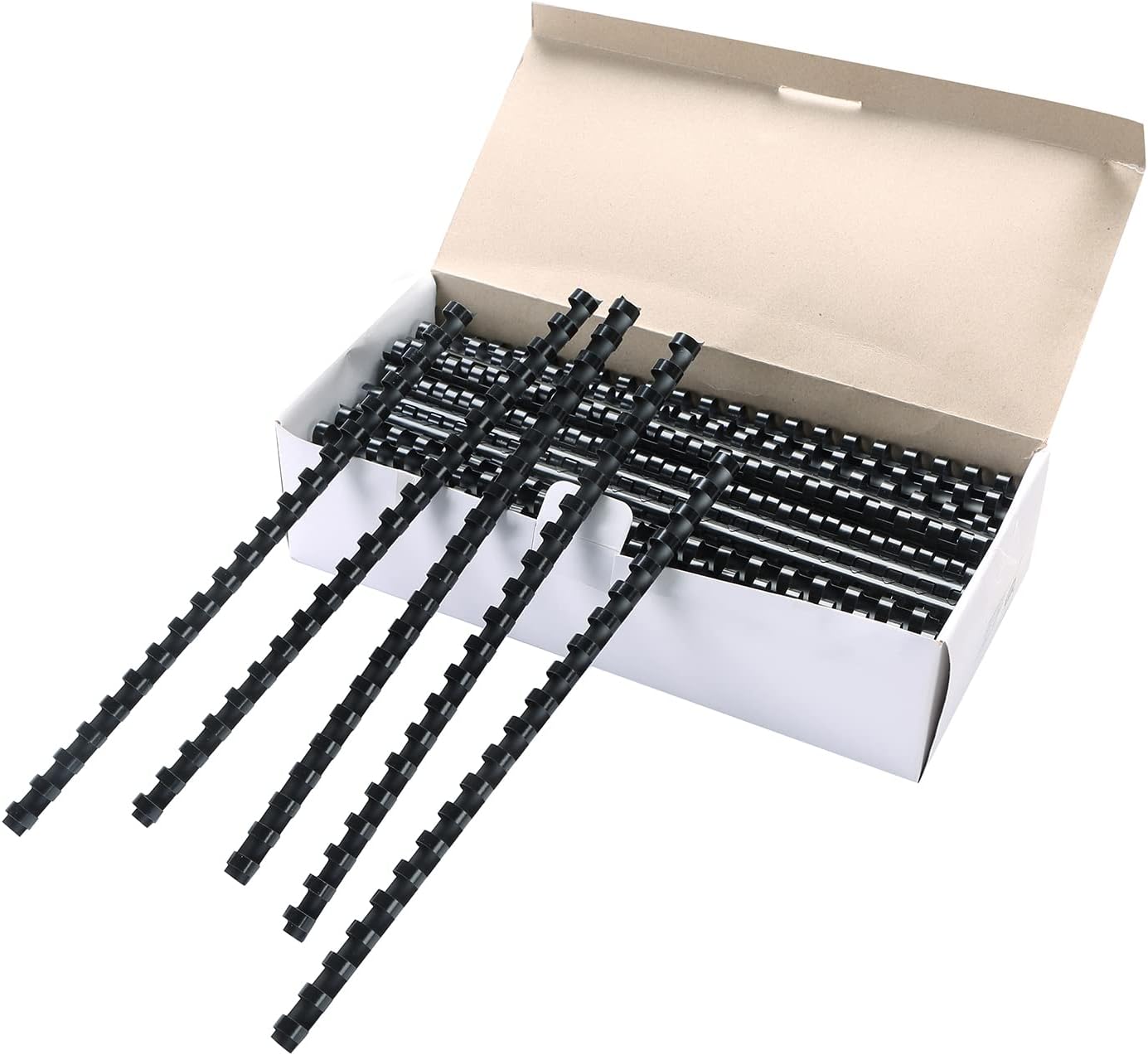 MYFULLY 100 Pack 21 Ring Plastic Comb Binding Spines | 1/2 Inch Diameter, 65 Sheet Capacity, A4, Black Binding Comb (1/2" (65 Sheet Capacity))