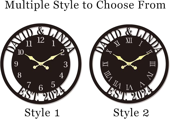 Personalized Metal Clock Sign, Custom Metal Clock,Personalized Gift, Black Gold and Silver Color Options, Housewarming Gift, Living Room Decor
