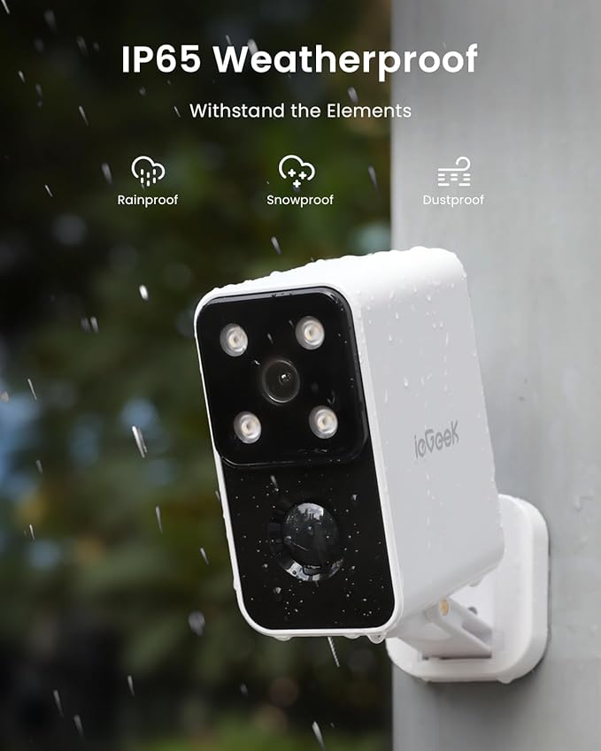 ieGeek Security Cameras Wireless Outdoor Pan Rotating 180° Home Security Cameras, 2.4G WiFi Camera Battery Powered with 2K Color Night Vision, Smart AI Detection, 2-Way Audio, Local/Cloud Storage,IP65