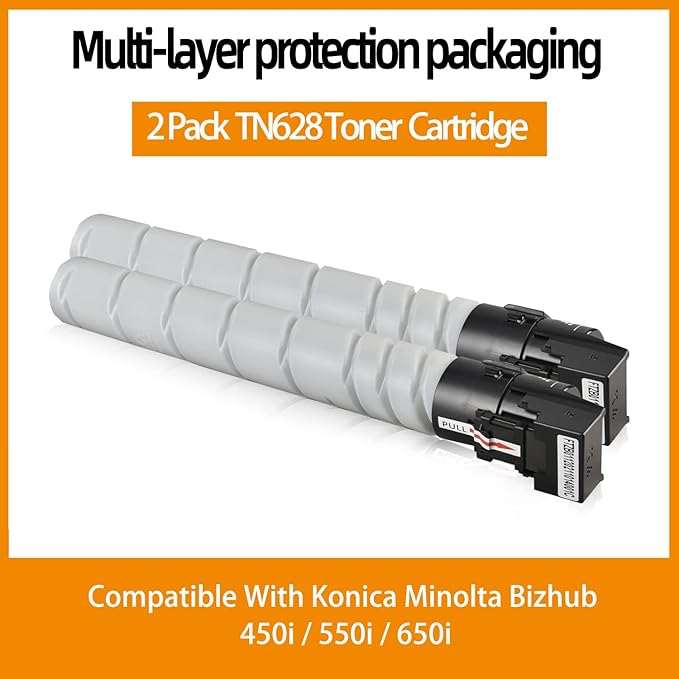 Compatible TN628 (AC79030) Toner Cartridge Replacement for Konica Minolta bizhub 450i 451i 550i 551i 650i Printer ( High Yield 2 Pack, 24000 Pages )