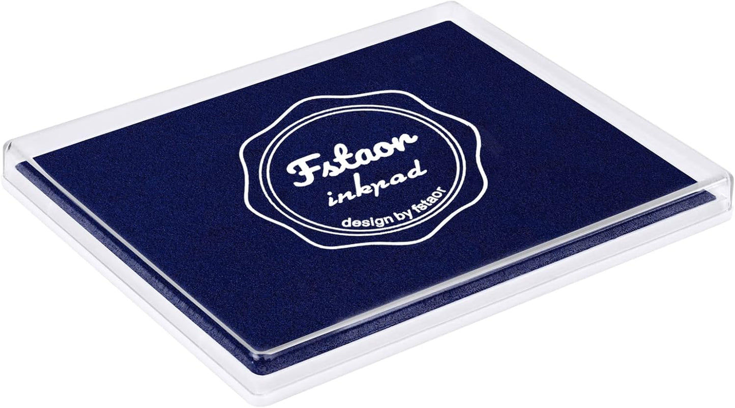 Fstaor Permanent Large Blue Ink Pad for Rubber Stamps, 5x4 inch Stamp Pads for Kids Paper Wood Fabric (Blue)