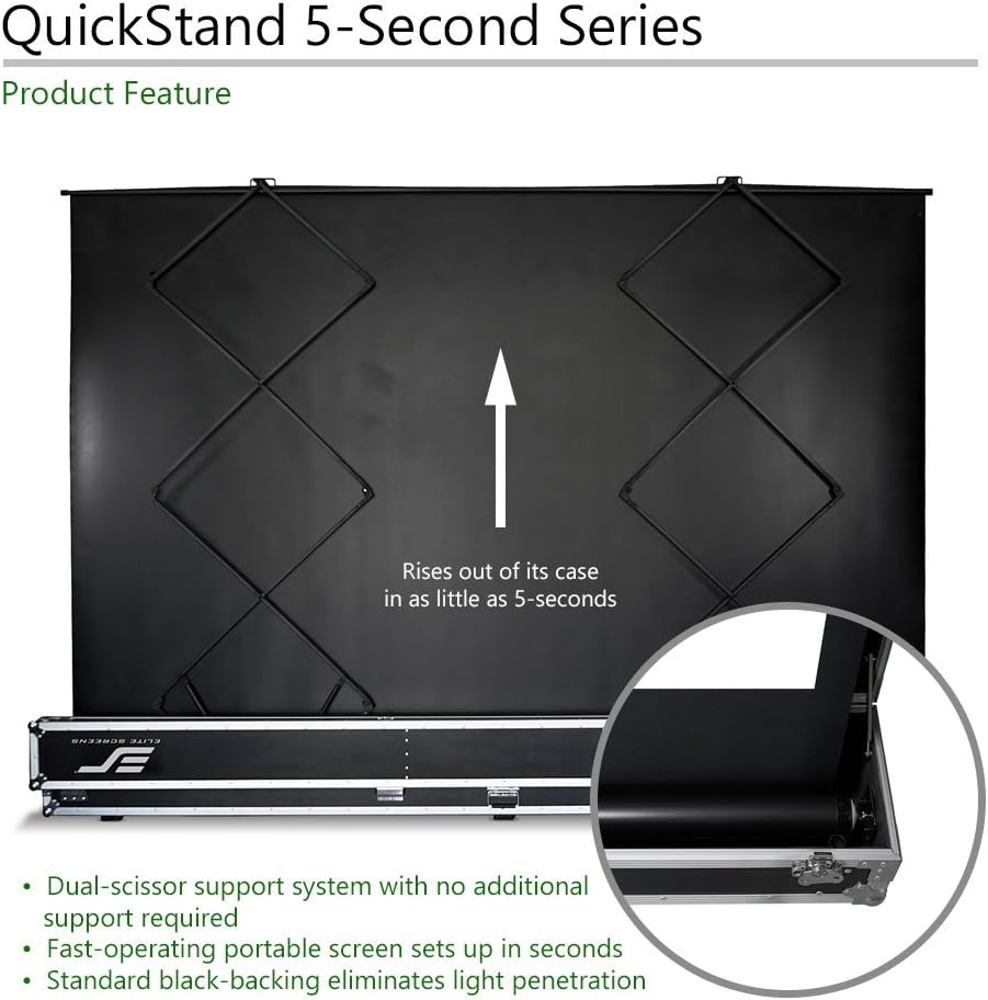 Elite Screens QuickStand 5-Second Series, 180-INCH 16:9, Manual Pull Up Projector Screen, Movie Home Theater 8K / 4K Ultra HD 3D Ready, US Based Company 2-Year Warranty, QS180HD