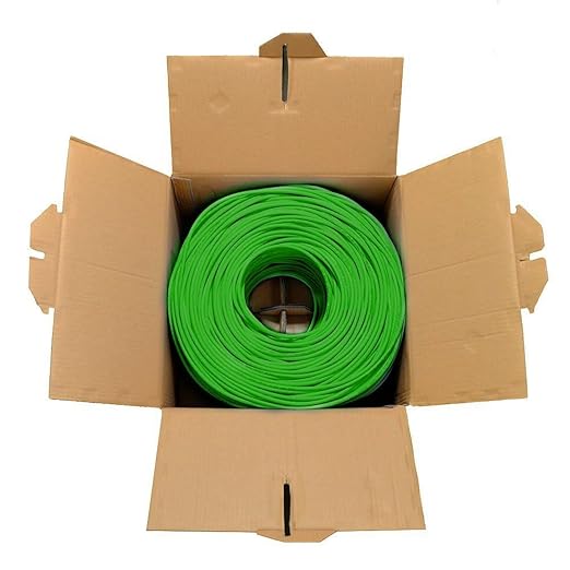 Dripstone CAT6 Ethernet Cable 1000ft Bulk Network LAN Wire 23AWG Solid UTP 550MHz High-Speed Internet Cable Gaming, Streaming, Office, Home Use, Pull Box, Cat6 Bulk, Stable Connectivity - Neon Green