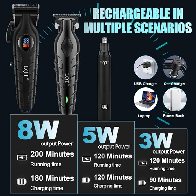 Hair Clippers for Men, Professional Mens Hair Clipper Set with LED Display, Cordless Beard Trimmer Grooming Kit with Multiple Guide Combs, Cape, Storage Bag for Home & Salon Use