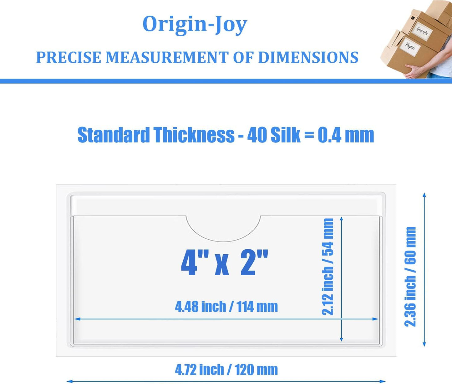 Origin-Joy 25 PCS Self-Adhesive Index Label Pockets, Clear Plastic Peel & Stick Card Holders with Top Open for Loading (4 x 2 inch)