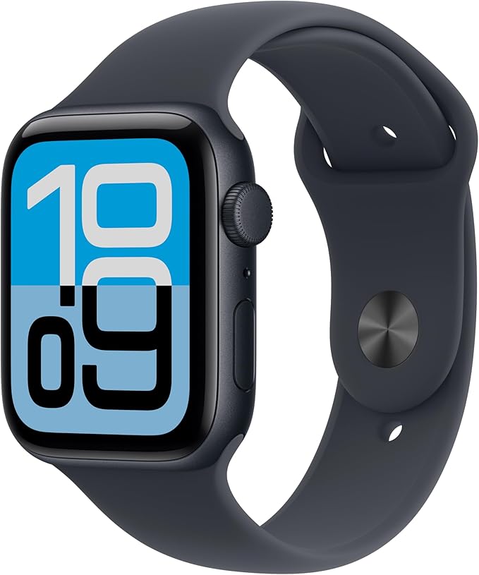 Apple Watch SE 3 [GPS 44mm] Smartwatch with Midnight Aluminum Case with Midnight Sport Band - M/L. Fitness and Sleep Trackers, Heart Rate Monitor, Always-On Display, Water Resistant