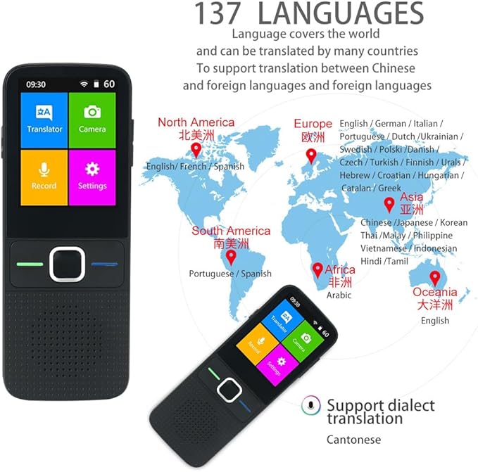 Language Translator Device, Portable Instant Translator Device Supports WiFi/Bluetooth/Offline Two-Way Real-Time Online 137 Languages Smart Language Translator for Travel Business Learning 25 Upgraded