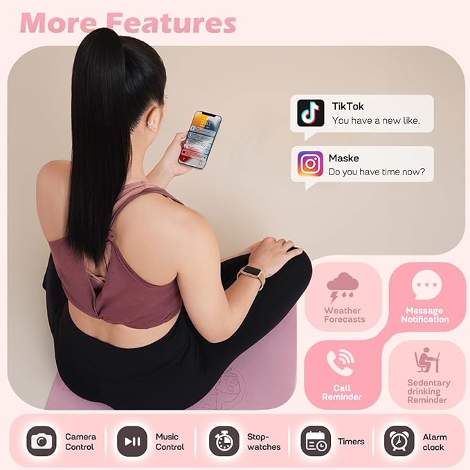 MorePro Health Fitness Tracker with Blood oxy-gen Monitor and 24/7 Heart Rate and Blood Pressure, Sleep Monitor, 120+ Sport Modes Waterproof Fitness Watch for Women Men Android iOS, Milanse Gold