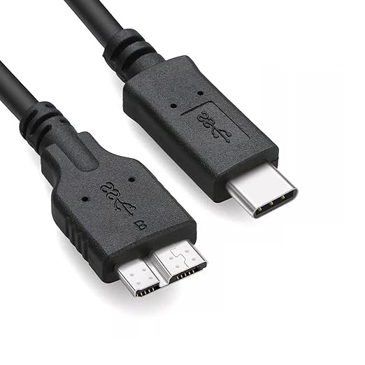 3FT External Hard Drive Cord to USB C for Western Digital WD My Passport, Seagate, Toshiba Canvio, LaCie, etc, Compatible with iPhone 15, PC, Mac, Samsung, LG, Moto, Pixel & Other USB-C Devices