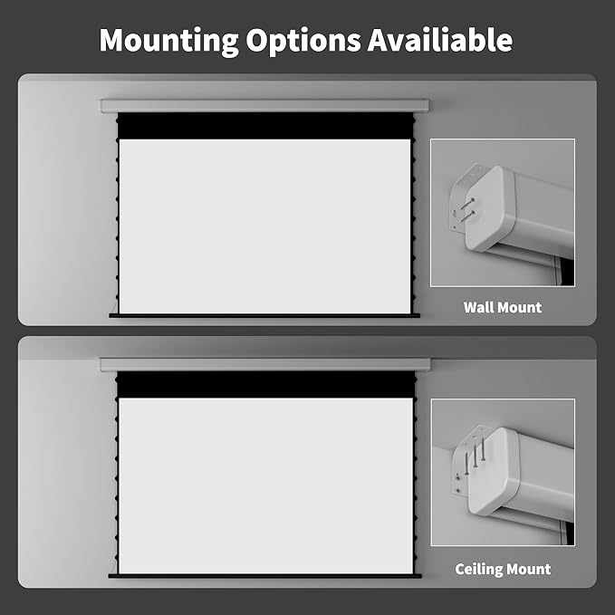 QuadraArc Motorized Drop Down Projector Screen 16:9 White Matt, Wall & Ceiling Mount, Electric Pull Down Screen with Remote Control, Compatible with All Projectors 72"