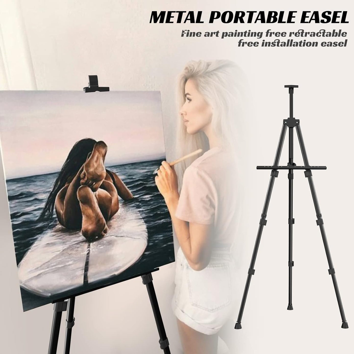 Easels for Painting Canvas, Aredy 66" Art Easel for Drawing, Portable Painting Easel Stand, Metal Table Top Easel