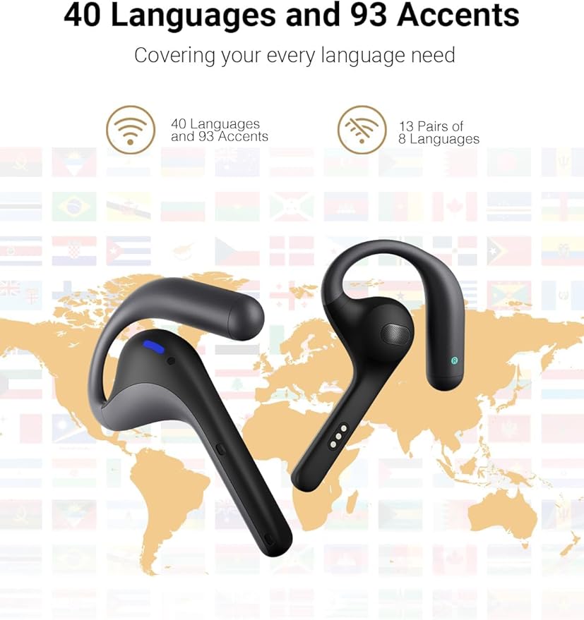 Timekettle W4 Pro AI Interpreter Earbuds, Real-Time Bidirectional Voice Translation,40+ Languages, Video and Call Translation,for Global Business, Compatible with iOS/Android