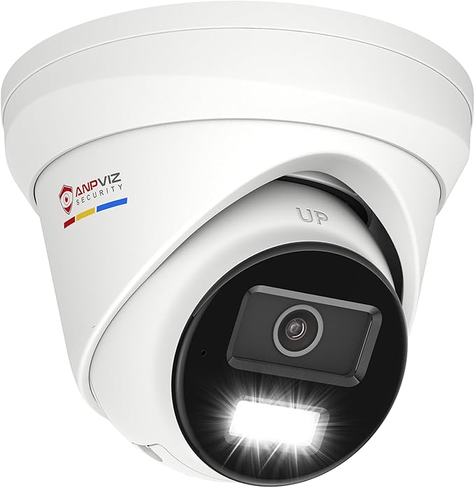 Anpviz 4K PoE IP Camera Outdoor, 8MP Smart Dual Light Turret Camera, Human/Vehicle Detection, 2.8mm Lens Wide Angle, Full Metal Housing, Built-in Mic, 120dB WDR, IP67 Waterproof, No Adapter