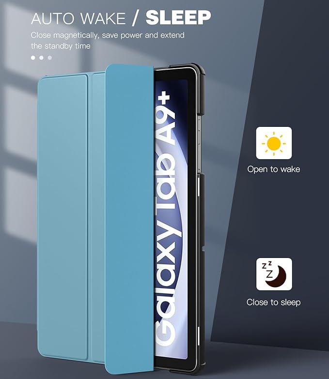 TiMOVO Case for Samsung Galaxy Tab A9+/A9 Plus 11 Inch 2023, Slim Lightweight Stand Hard Back Shell Protective Cover for Galaxy Tab A9+ Tablet SM-X210/X216/X218, Auto Wake/Sleep, Misty Blue