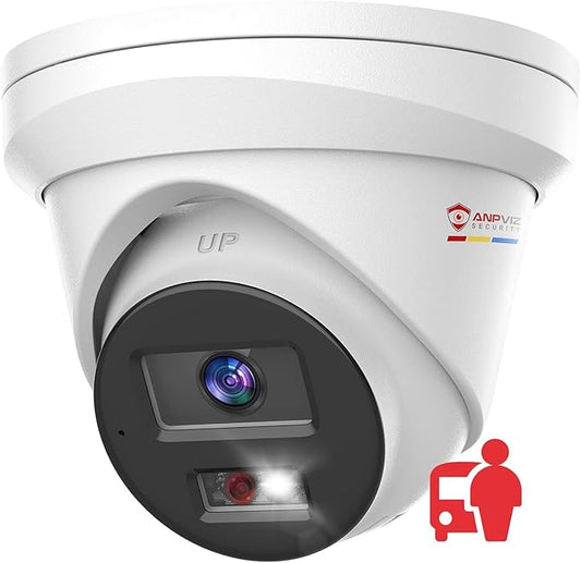 Anpviz 12MP PoE IP Camera Outdoor, 4096x3072@10fps, 134° Wide Angle (4:3), Smart Color Night Vision, Human Vehicle Detection, Wired Turret Metal Security Camera with Audio, 2.8mm Lens, IP67 Waterproof