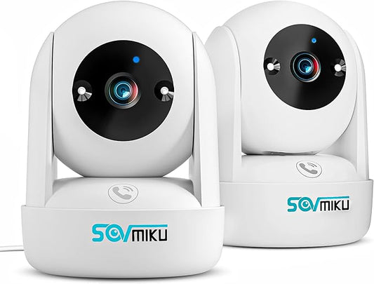 Sovmiku 2CB2 2k AI Tracking Security Camera for Home,Pet Camera Indoor, Baby Monitor,360° View Pan/Tilt Surveillance Camera, Two Way Audio,Night Vision,Easy to Setup,Audible Alarm,2.4GHz Wi-Fi,SD Slot