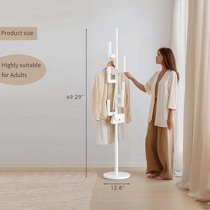 Bamboo Cactus Coat & Clothes Rack Stand, Standing Freestanding Clothing Racks with 6 Hooks for Adults & Kids, Heavy Duty Modern Entryway Living Room Bedroom Corner Coat Rack cactus-4