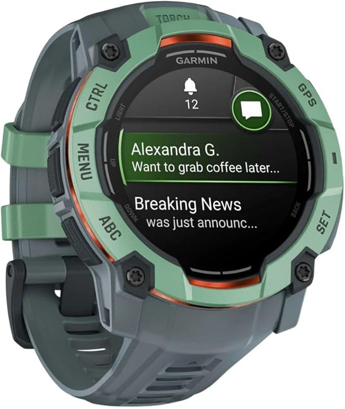 Garmin Instinct® 3 50mm, AMOLED Display, Rugged Outdoor GPS Smartwatch, Metal-Reinforced Bezel, Built-in Flashlight, Up to 18 Days of Battery Life, Neo Tropic/Twilight