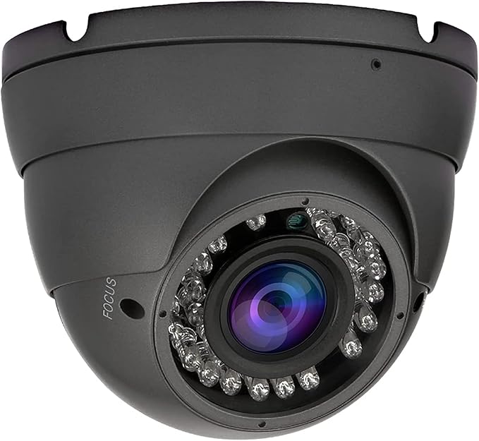 2MP CCTV Camera HD 1080P 4-in-1 (TVI/AHD/CVI/960H/CVBS) Security Dome Camera, 2.8-12mm Varifocal Lens Analog Video Surveillance, Wide Angle Viewing Day & Night Indoor Outdoor Waterproof (Grey)