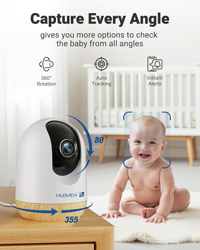 MUBVIEW 5MP Indoor Security Camera, 5/2.4G WiFi Cameras for Home Security, Pet/Dog/Baby Camera with Phone app, Plug-in, 2-Way Audio, Night Vision, Motion Detection, Auto Tracking, 4-Pack
