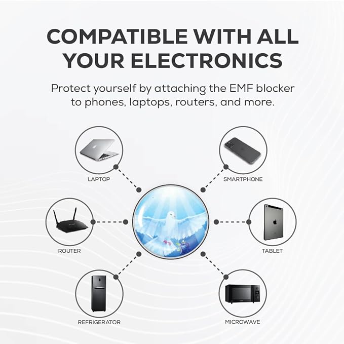 Pack of 6 EMF Stickers for Cell Phone- 5G Ready Harmonizer Stickers Proudly Made in USA for Cell Phones, Laptops or Tablets- EMF mega Shield for All Electronic Devices (Wings of Peace)