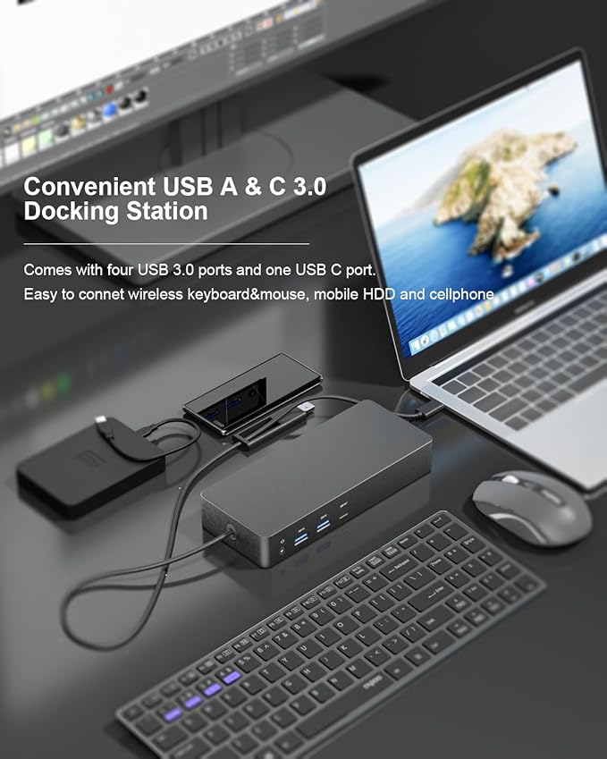 D6000 Universal Docking Station, Up to Triple 4K or Single 5K Display by USB-C, Compatibility with Windows and MacOS