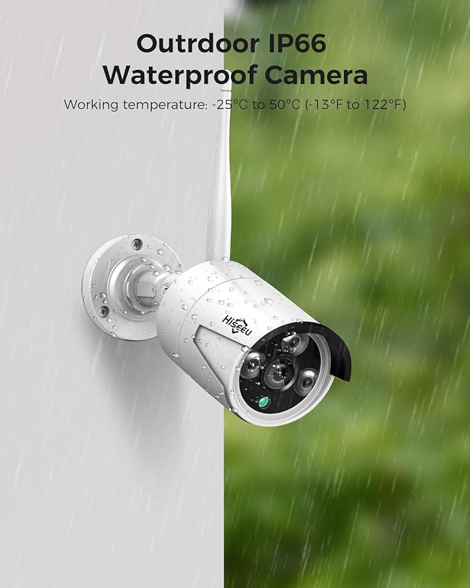 [16CH Expandable] Hiseeu Home Security System, 2.4G/5G Wireless WiFi Pro, 4K NVR with 12" LCD Monitor, 5MP Plug-in Powered Outdoor Bullet Cameras, 24/7 Recording, 3TB HDD, Night Vision, IP65