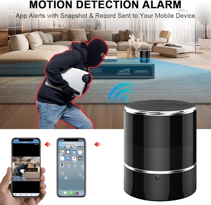 Security WiFi Camera in Bluetooth Speaker with 240° Viewing Angle,Wireless Security Cameras,Dome Cams Phone App,Hd 1080P,Motion Activated for Home Offices Store(2.4G /5G)
