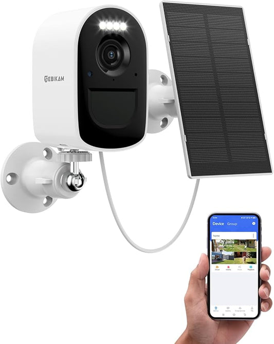 Wireless Solar Security Camera 2K/4MP, Battery Powered with Solar Panel, 5GHz & 2.4GHz WiFi, Color Night Vision, Motion Alerts, Spotlight Alarm, APP Remote, Works as Extra Camera for 4CH Kit