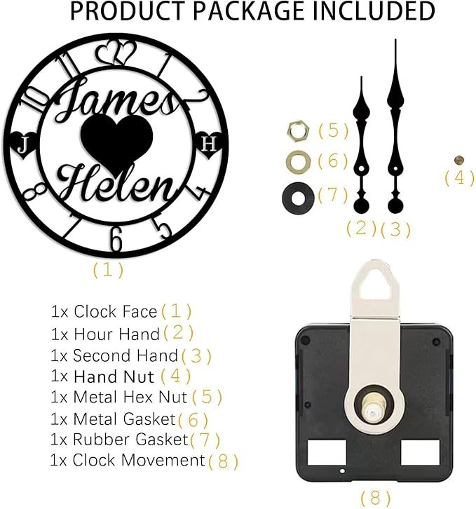 Personalized Metal Clock Sign, Custom Metal Clock,Personalized Gift, Black Gold and Silver Color Options, Housewarming Gift, Living Room Decor