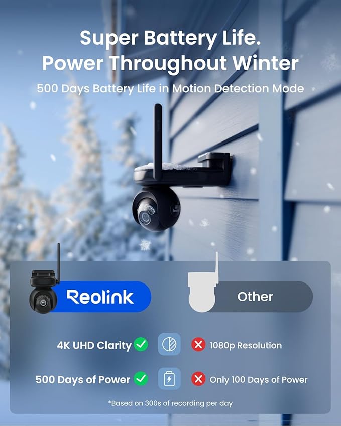 REOLINK Altas PT Ultra Black - 4K Solar Security Cameras Wireless Outdoor, 500 Days Battery Life, ColorX Night Vision, 360° Pan Tilt Auto Tracking, Dual-Band Wi-Fi 6 Cameras for Home Security