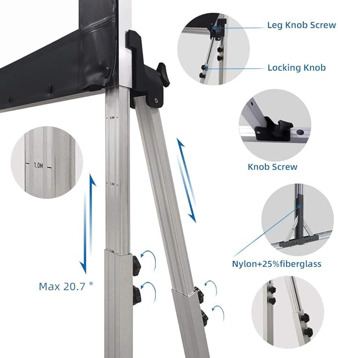 SCREENPRO 120inch Projector Screen with Stand, Fast Outdoor Movie Screen for Patio with Adjustable Leg(33"-51"),16:9 HD 4K Projector Screen for Yard Camping with Portable Carry Bag