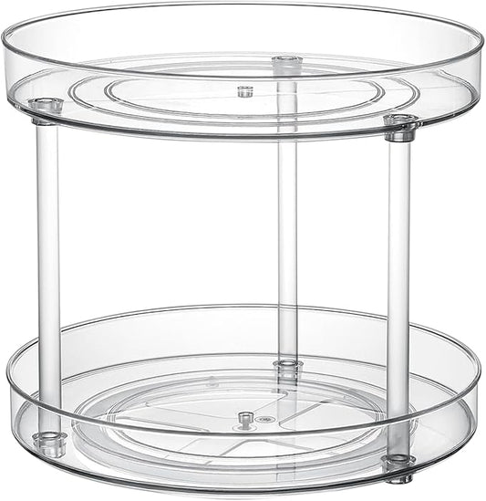 Clear Lazy Susan Organizer, Spice Rack Kitchen Cabinet Turntable, Pantry and Fridge Rotating Storage, Makeup Vanity for Skincare, Perfume, Cosmetic Dresser