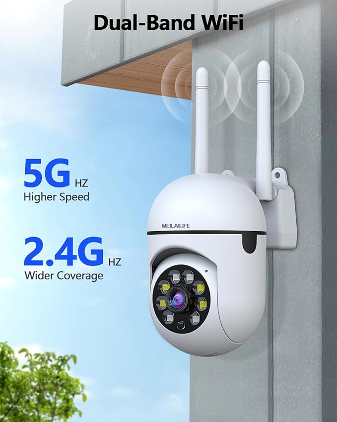 WEILAILIFE 【Auto Tracking & 2-Way Audio】 3MP Security Cameras Wireless Outdoor, PTZ WiFi Video Surveillance Cameras for Home Security