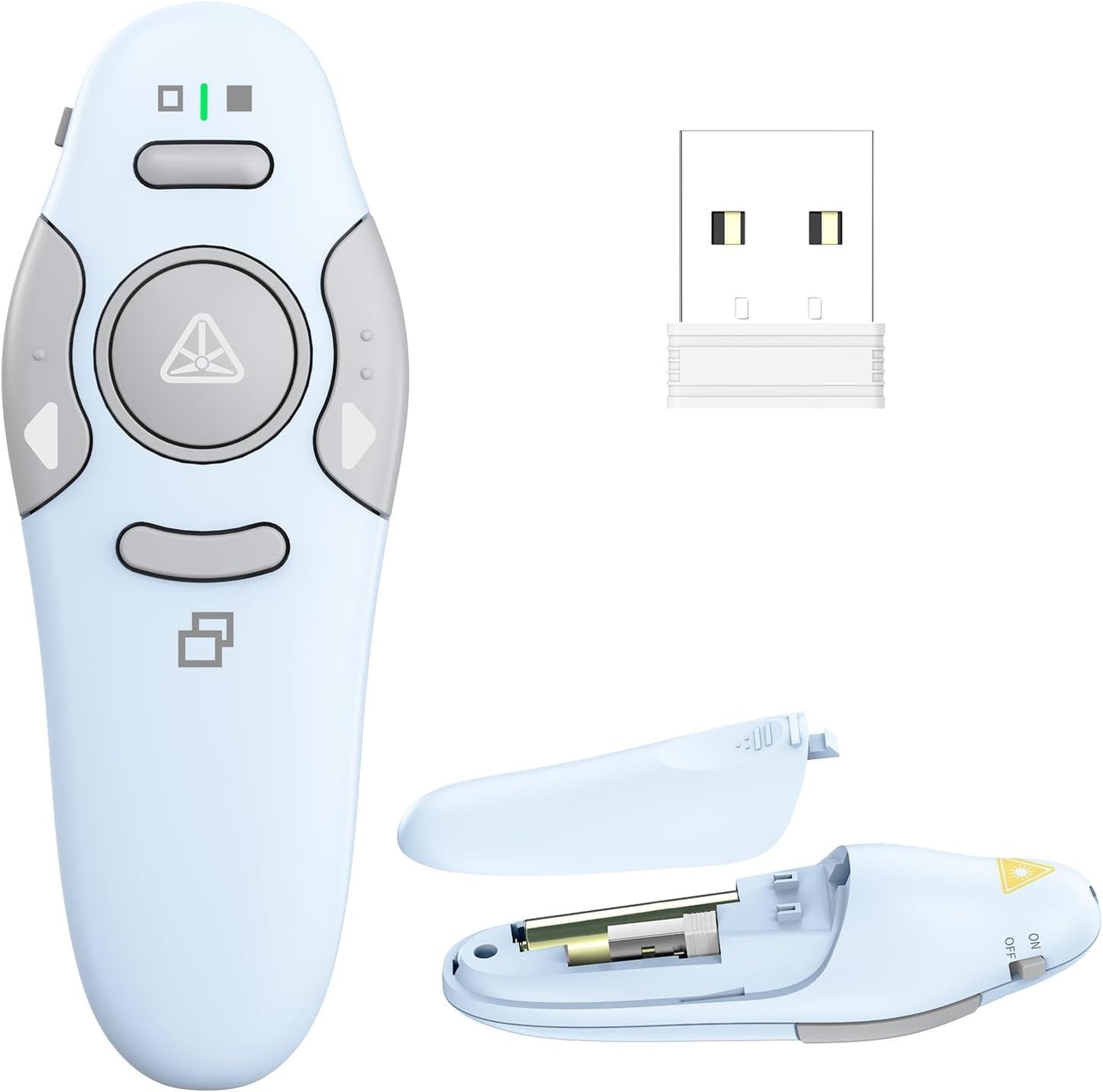 QUI Presentation Clicker Wireless Presenter Remote Clicker for PowerPoint Presentation Remote, PowerPoint Slide Advancer for Mac/Windows/Linux, Google Slide/PPT/Keynote, USB, Blue